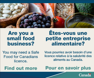 Picture displaying Safe Food for Canadians License both in English and French