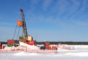 Crowflight Minerals drilling at Bowden Lake
