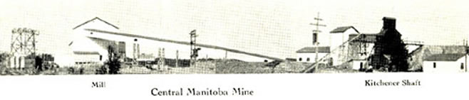 Mine Central Manitoba, usine de traitement et puit de mine Kitchener.