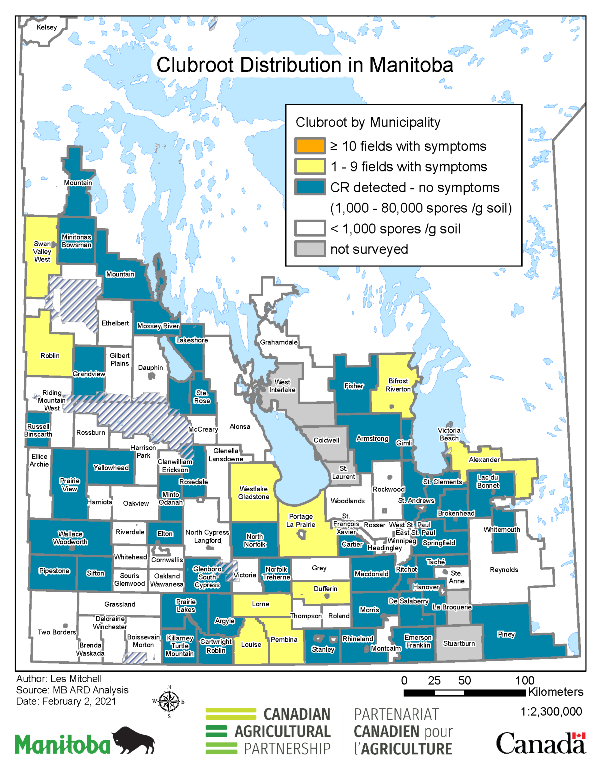Province of Manitoba agriculture Clubroot Distribution in Manitoba