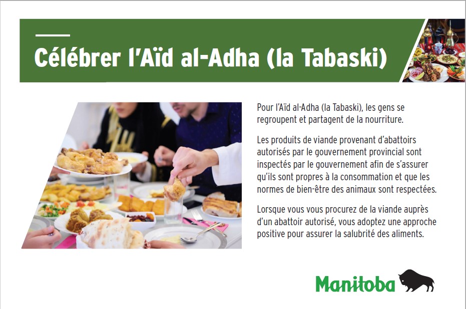 People Celebrating Eid-ul-Adha and the Postcard is written in French for Consumers.