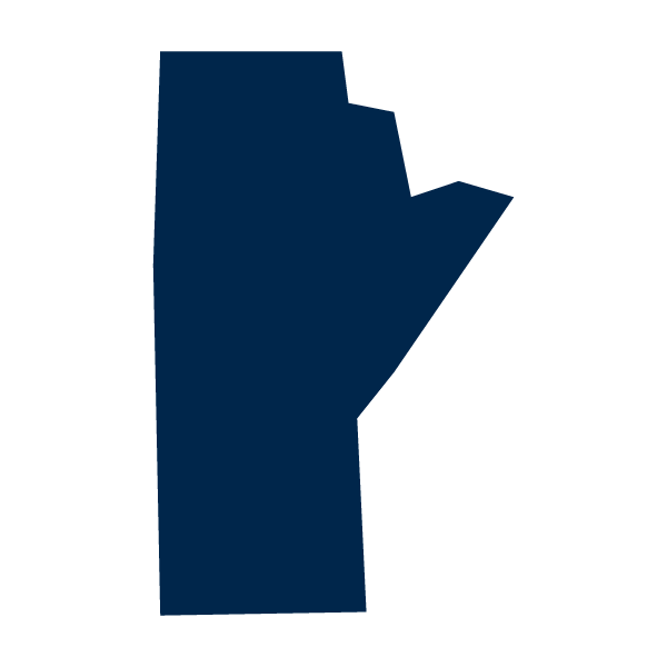dark blue shape of the province of Manitoba.