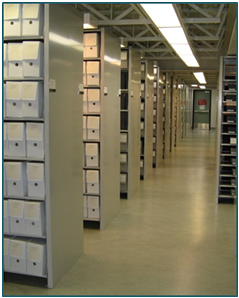L’une des chambres fortes actuelles des Archives de la Compagnie de la Baie d’Hudson à Winnipeg