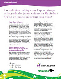 Consultation publique sur l'apprentissage et la garde des jeunes enfants au Manitoba 