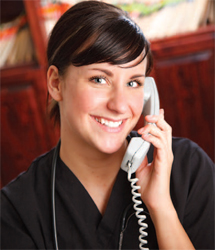 woman on the phone smiling
