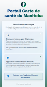 Options pour v�rifier votre identit� sur votre compte Ma carte d'assurance-maladie du Manitoba