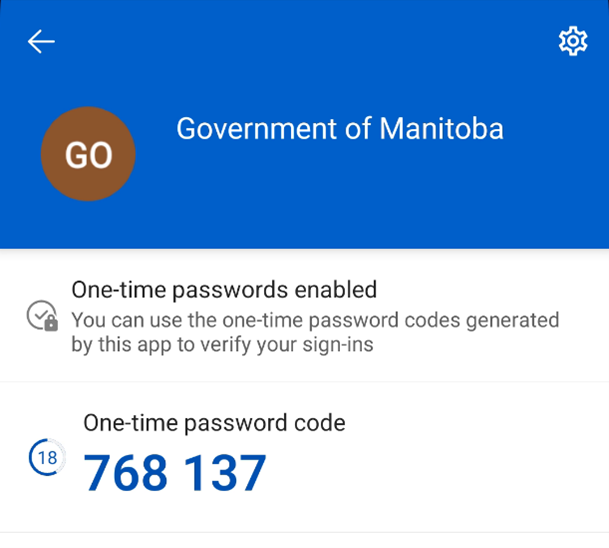 Viewing code on authenticator app