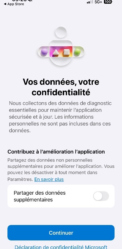 �cran des param�tres de confidentialit� de l'application d'authentification