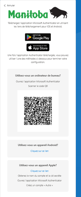 �cran permettant de t�l�charger Microsoft Authenticator