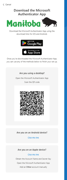 Screen showing to download Microsoft Authenticator