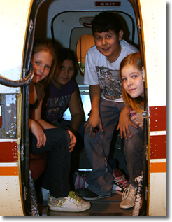 Kids inside a plane