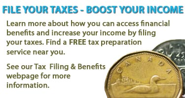 Image describing how to make more money by filing traxes, leading to a webpage with information on tax services.