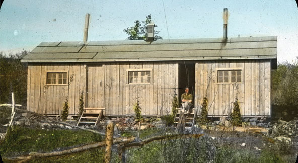 Flin Flon's first hospital at Drill Camp, 1917.