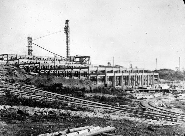 Fondations de l’usine de traitement de Flin Flon, 1929.