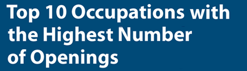 Top 10 occupations with the highest number of openings