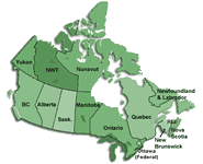 Selected Government Links - map of Canada
