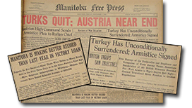 Newspaper headlines from November 1, 1918
