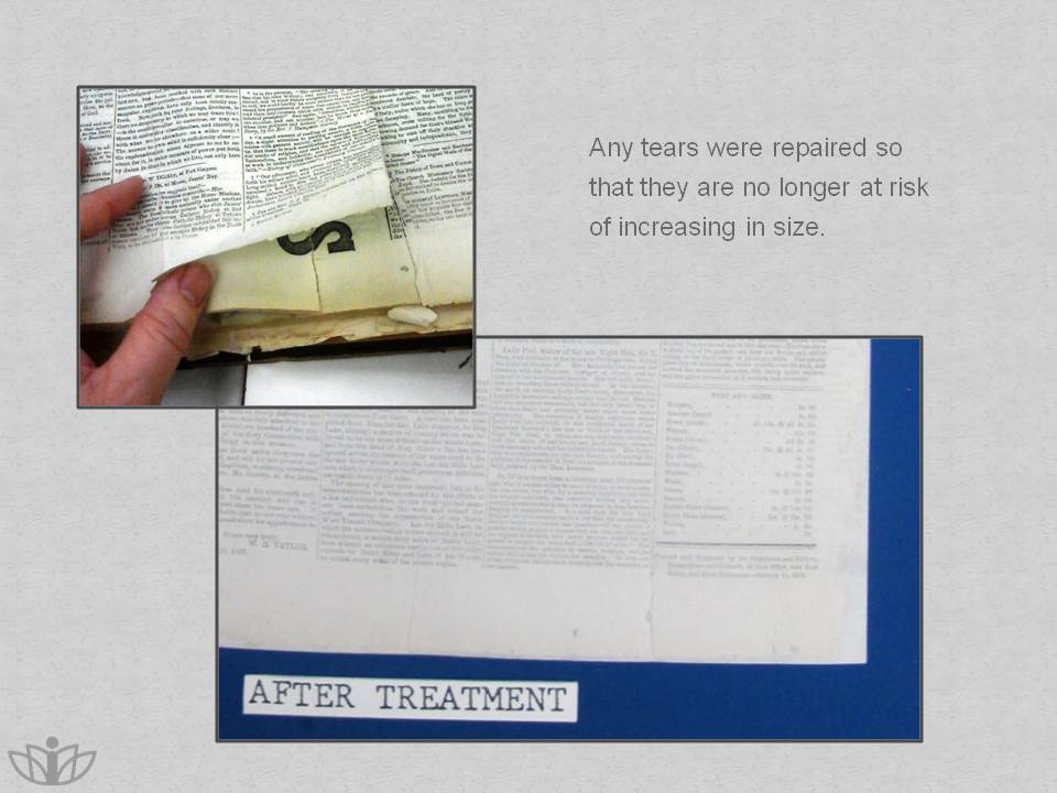 Any tears were repaired so that they are no longer at risk of increasing in size.