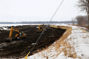 Major reinforcement of lower Assiniboine River dikes in early 2011 Major reinforcement of lower Assiniboine River dikes in early 2011