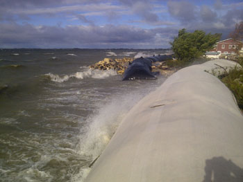 Geotubes located at Twin Beaches, Lake Manitoba, photo taken October 2014