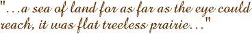 �a sea of land for as far as the eye could reach, it was flat treeless prairie�