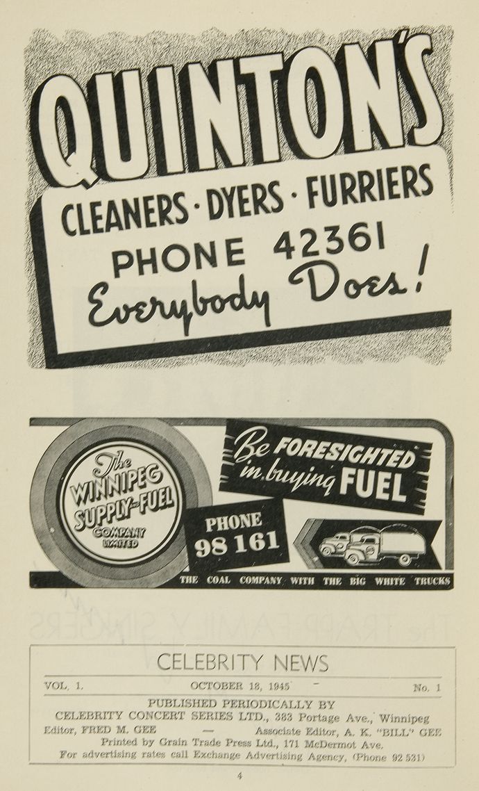 Trapp Family Singers programme