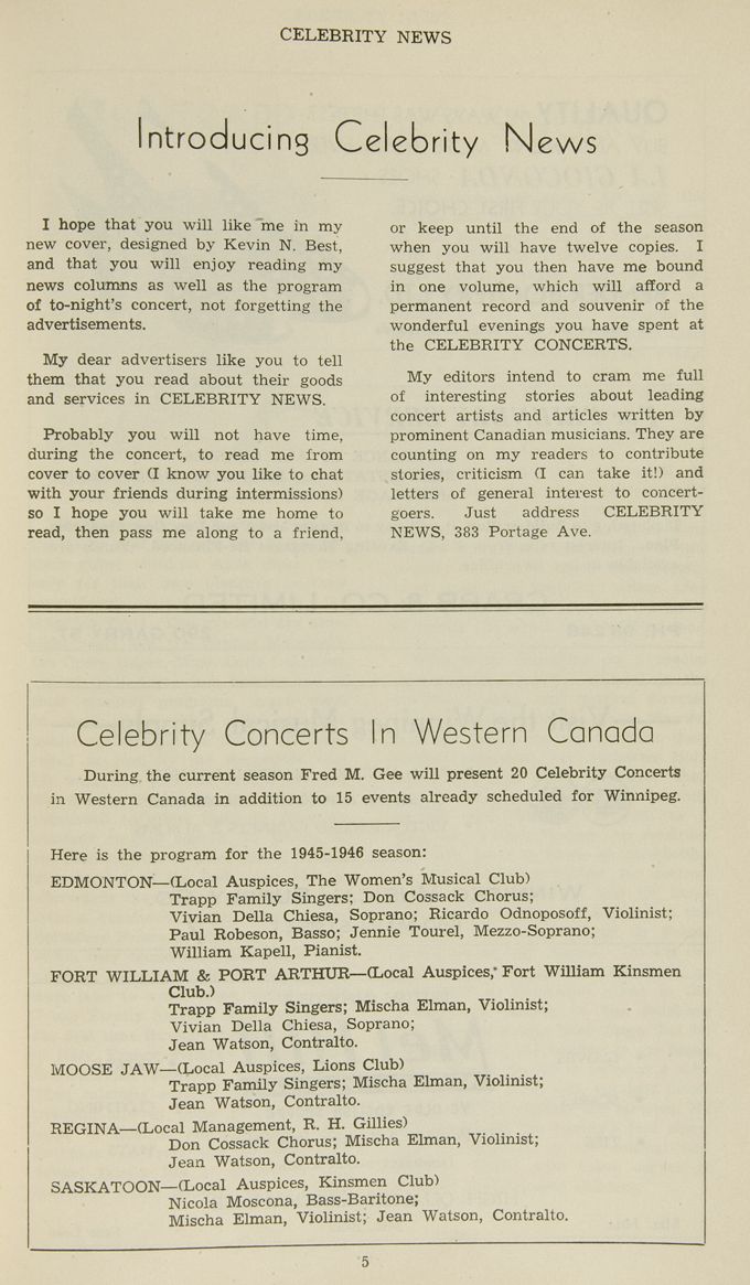 Trapp Family Singers programme