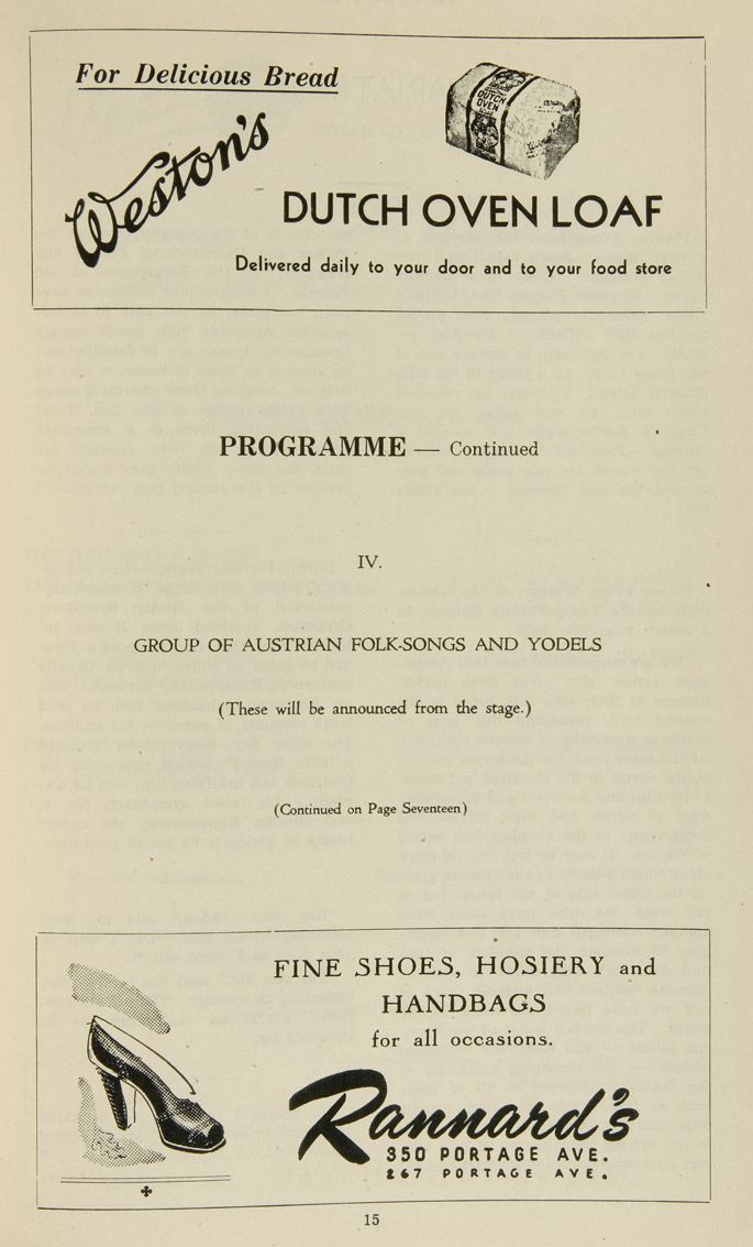 Trapp Family Singers programme