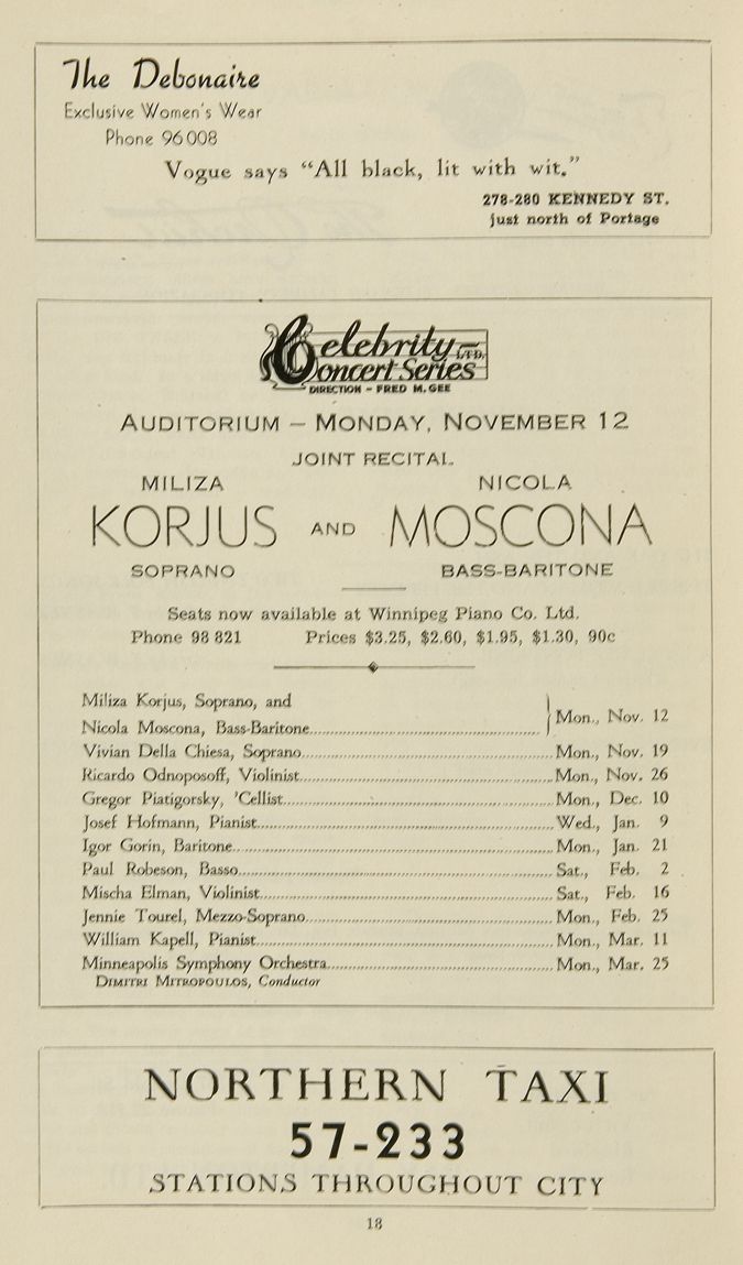 Trapp Family Singers programme