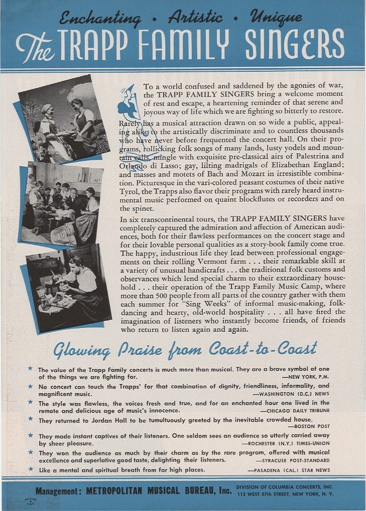 Trapp Family Singers circular