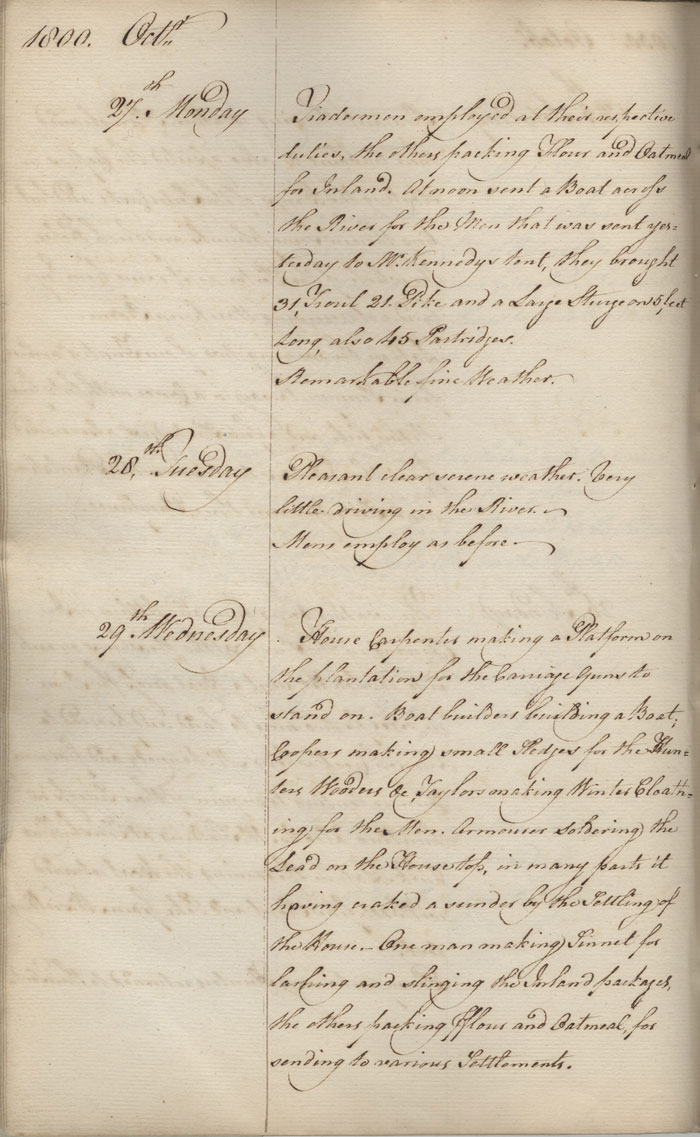 York Factory post journal, 1800