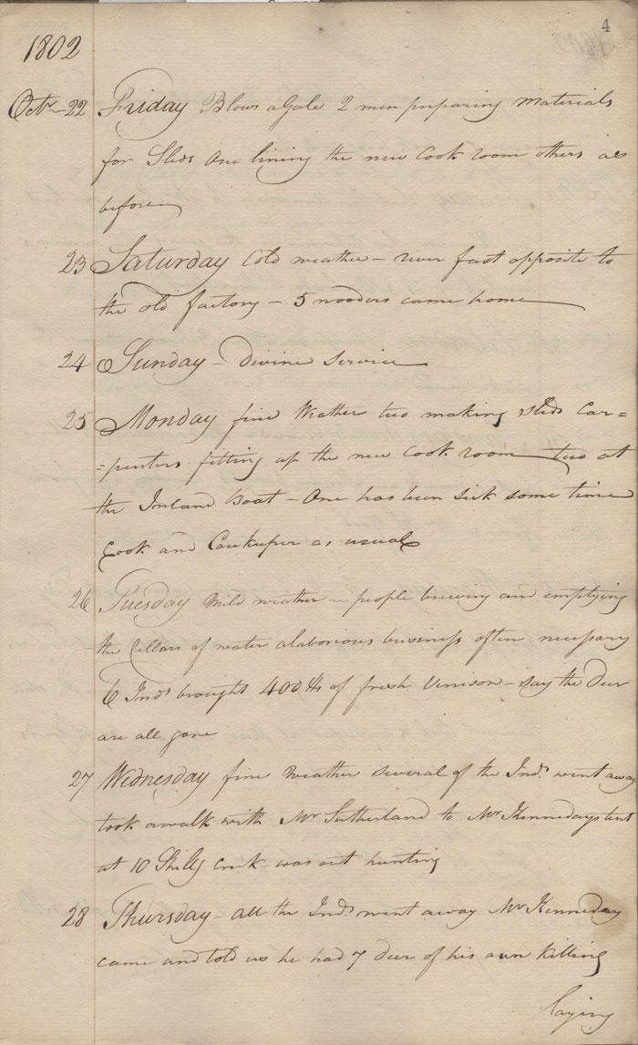 York Factory post journal, 1802