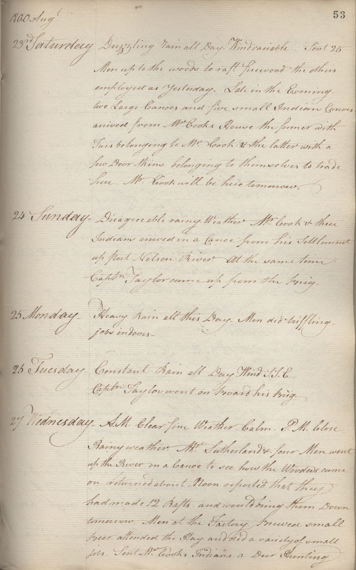 York Factory post journal, 1800