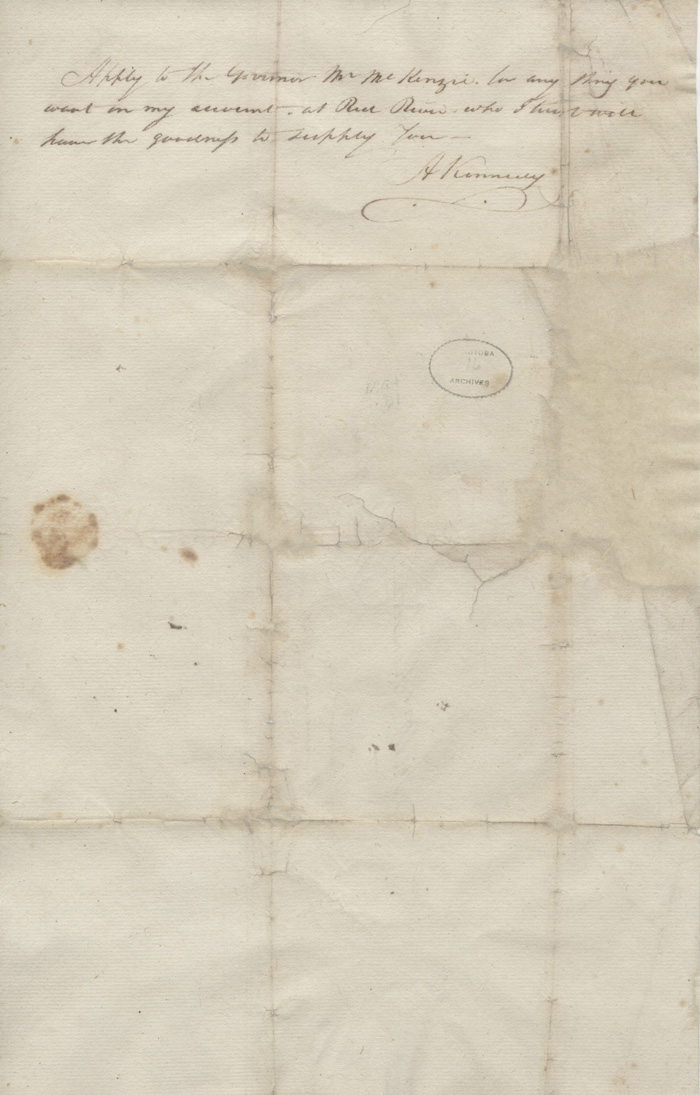 Letter from Alexander Kennedy to his wife